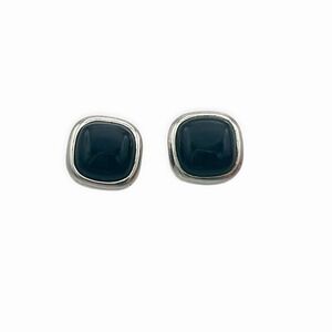 Sterling Silver Black Onyx Stud Earrings ATI 925 Minimalist‎ Square Post